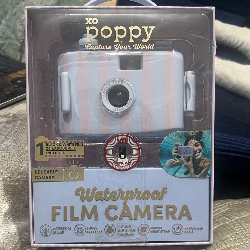 Pink Striped Waterproof Film Camera